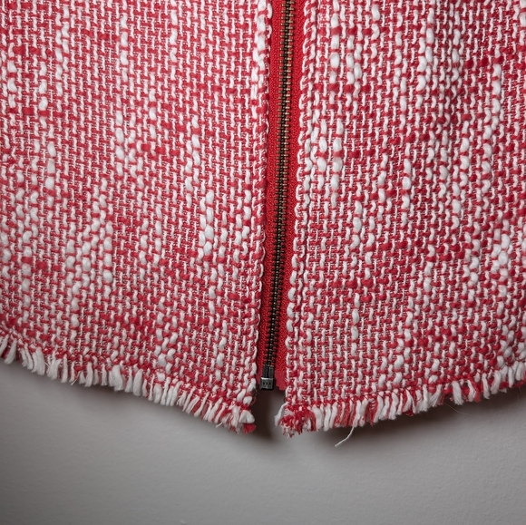 Joie NWT Collis Cherry Tweed Zip Blazer Frayed Jacket Size L Parisian Feminine - Picture 7 of 11